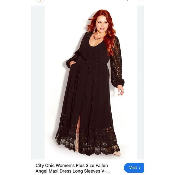 Avenue city chic fallen angel black boho vampy maxi dress 18/M 2xl xxl - Picture 1 of 12